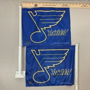 2x St Louis Blues‎ NHL 11X14 Window Mount 2-Sided Car Flag Blue Hockey